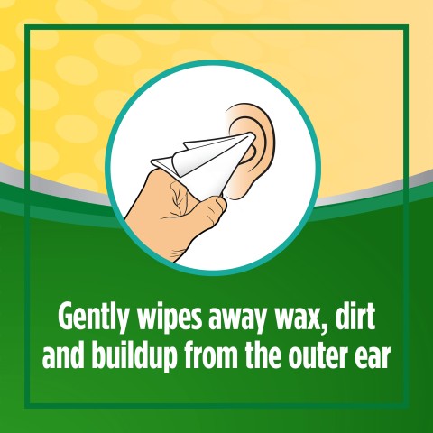 gently wipes away wax, dirt and buildup from the outer ear